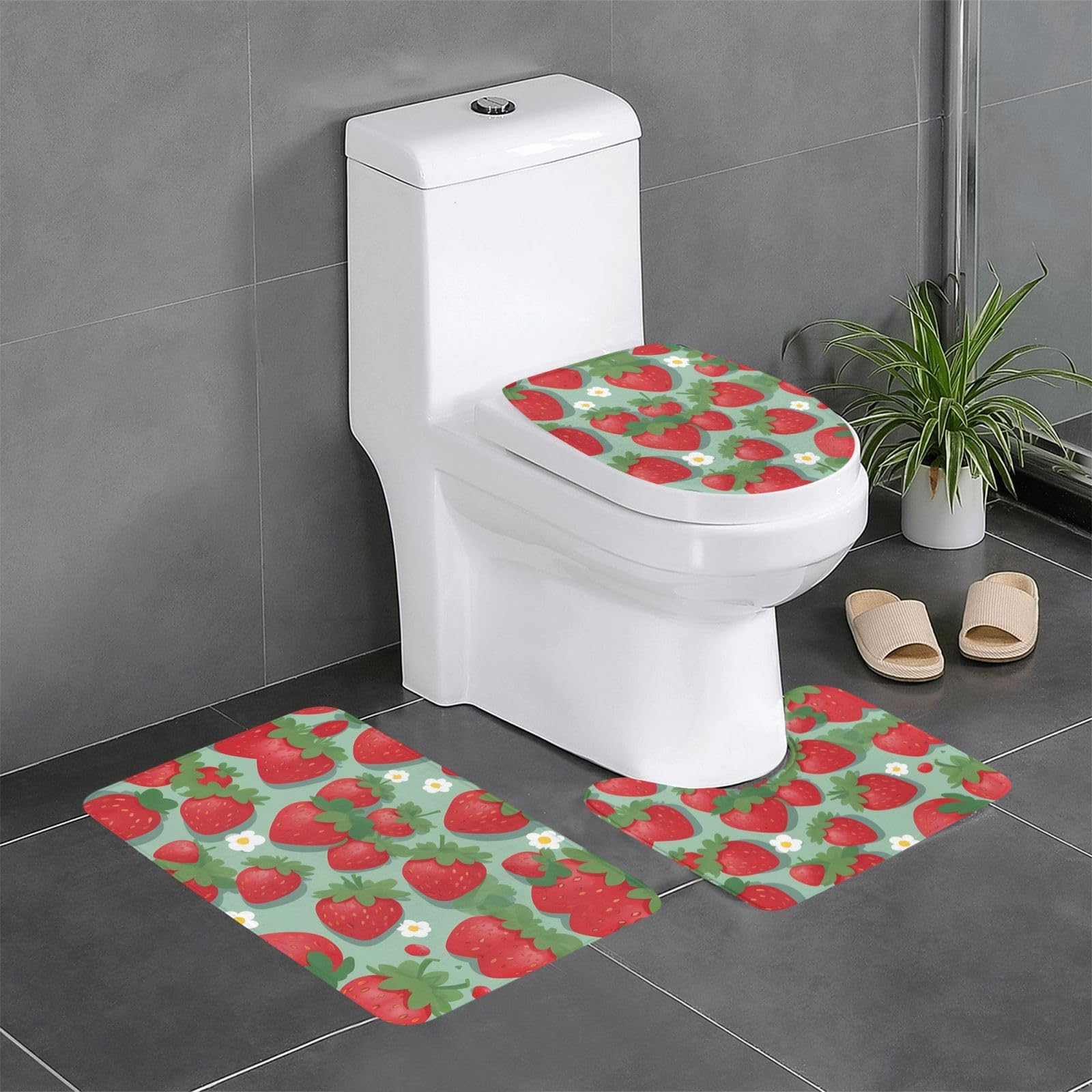 Tapis de bain motif fraises pour une salle de douche moderne et sécurisée