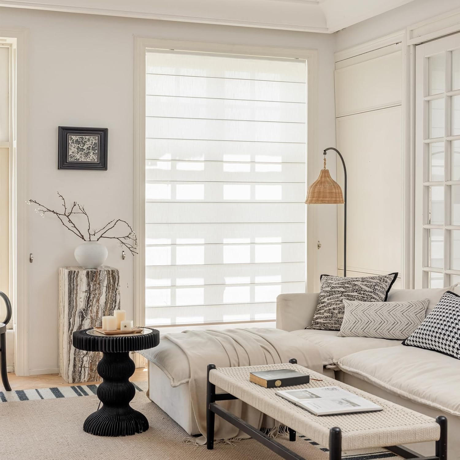 Sheer Roman Window Shades Window Blinds, White Window Roman Shades, Custom Washable Fabric Roman Blinds for Windows, Doors, French Doors, Kitchen Windows