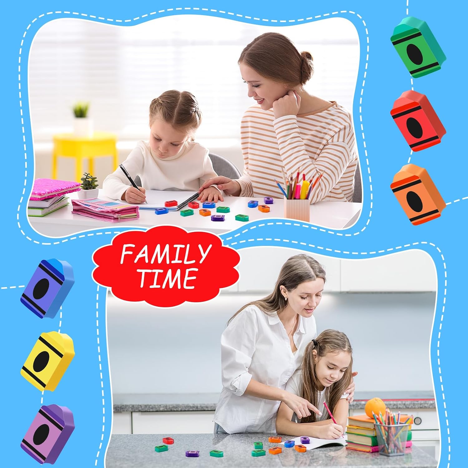 Chivao 72 Pcs Mini Crayon Erasers for Kids, Pencil Top Eraser Bulk image 3