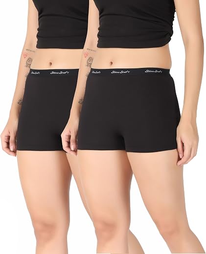 SHINE STAR Pack of 2 Women Boyshort Panty | Cotton Lycra Stretchable Underwear | Soft &amp; Comfortable Ladies Innerwear | Pan...