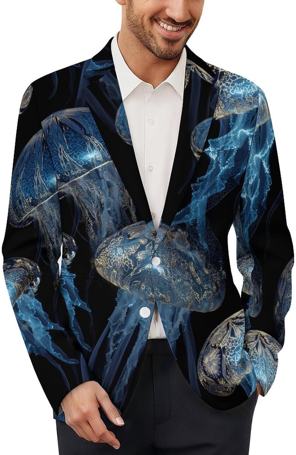 Jellyfish Luxury Vintage Suits Blazer for Men Buttons Jacket Coat Business 6X-Large