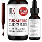 10X Health Turmeric Curcumin Supplement with Vitamin D3 & B12-30mL High Absorption Turmeric Supplement for Joint Supplements for Women, Immunity & Heart Health - Curcuma, Curcumin Supplements