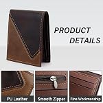 Mens Leather Wallets, Minimalist Compact Bifold Wallet, Slim Card Wallet with Coin Pocket and Multiple Card Slots (Coffee)
