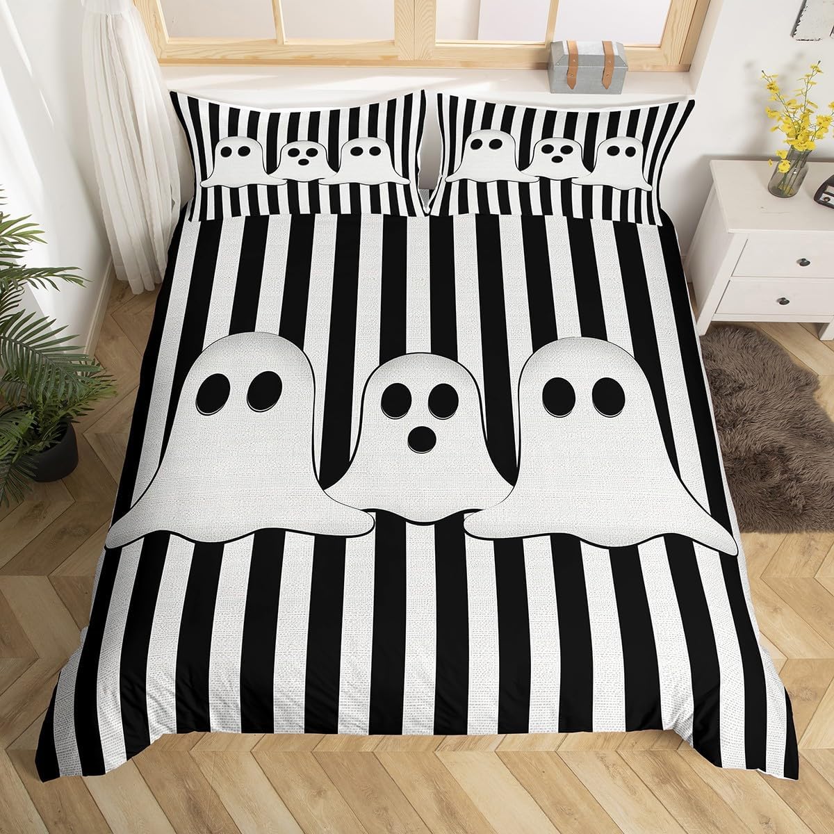 Bats Pattern Bedding Set,Night Duvet Cover for Kids Teens Boys Girls,Bats Comforter Cover Decorative Room,Black and Gray Quilt Cover with 2 Pillowcases,King Size(No Comforter)