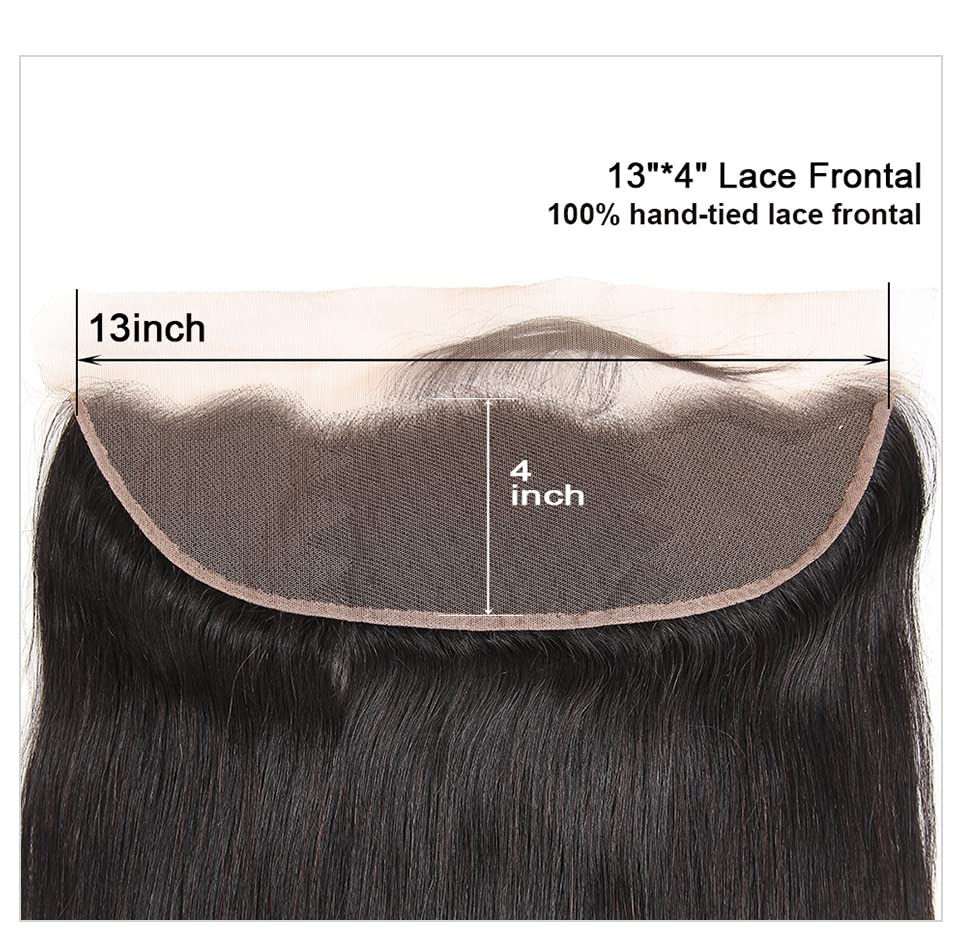 Lace Frontals 13x4 Transparent Lace Frontal Closure Human Hair Frontals Pre Plucked with Natural Hairline Ear to Ear Straight Natural Color 18 Inch - Image 2
