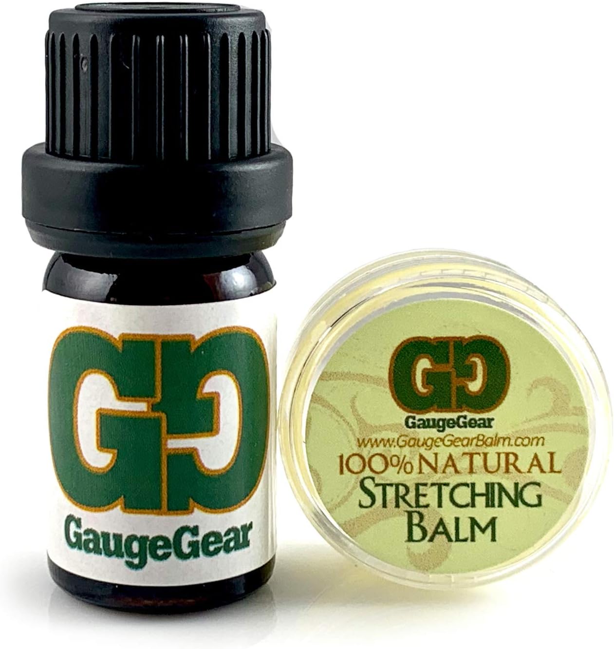 Gauge Gear Piercing Aftercare 2pc Set: Natural Ear Stretching Balm & Jojoba Oil for Gauges, Septum, Lobes - Soothing Hydrating Lube
