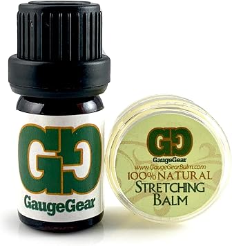Piercing Aftercare 2 pc Set | Ear Stretching Balm and Oil | Jojoba Oil Ear Stretching | Lubricant for Taper Plugs | Septum Lobe Nose Lip Belly Ring | Natural Skin Care Soothing Hydrating