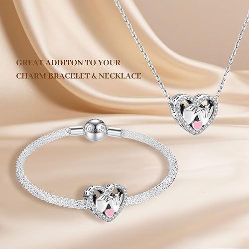 Miniatura 5 de Annmors Silver Charms for Bracelets S925 Love Heart Mom Birthday Dangle for Women Bracelet & Necklace Pendant