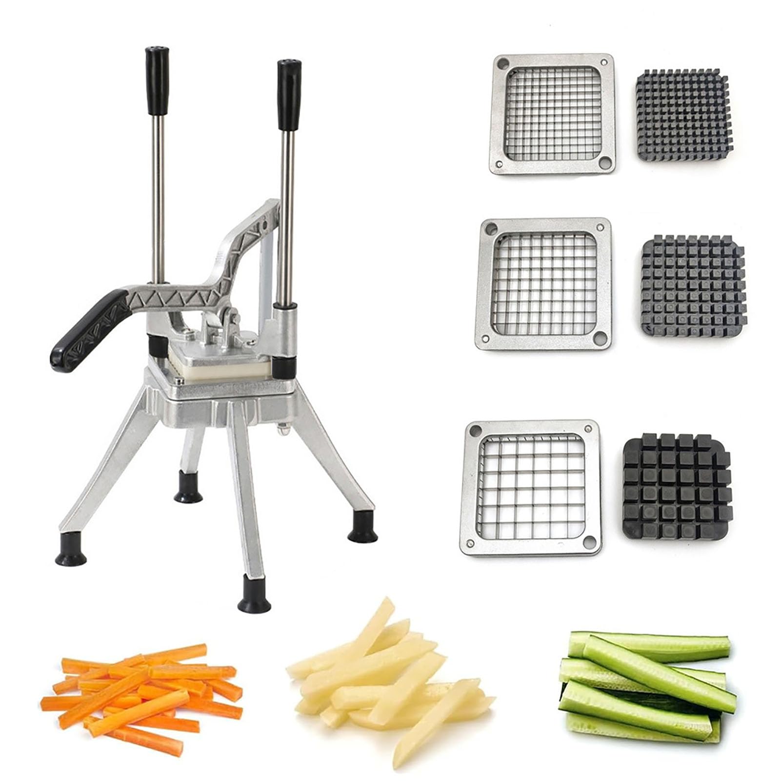Cortador de Patatas Fritas Manual Profesional, 3 Cuchillas Reemplazables, Cortapatatas de Acero Inoxidable para Patata, Zanahoria, Pepino, Picador de Cocina Cocina Hogar y Negocio