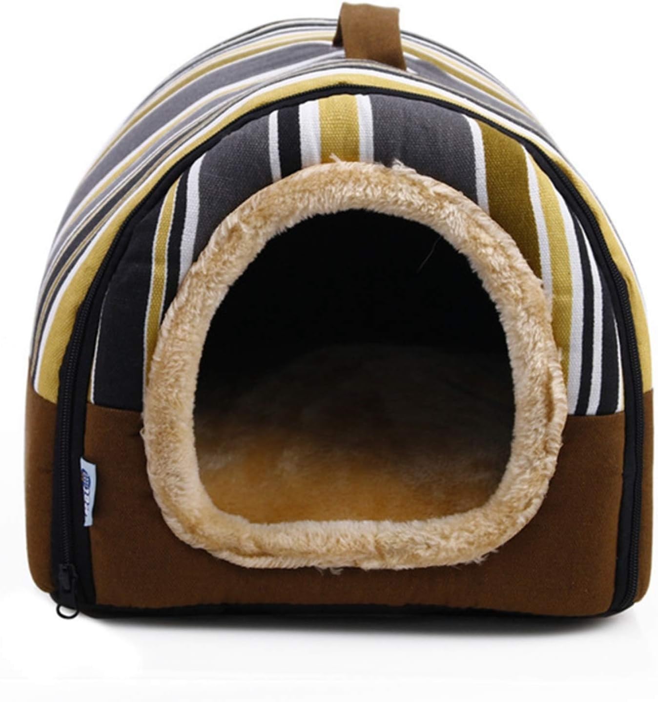 犬ベッド ブラウン 猫ベッド ペットハウス ペットソファ ベッド 暖かい 2way ドーム型 ペット用ベッド 子犬 猫用 ペットクッション ペット用寝袋 ふわふわベッド 寝床 キャットベッド 小型犬 多機能 小動物用 L オールシーズン