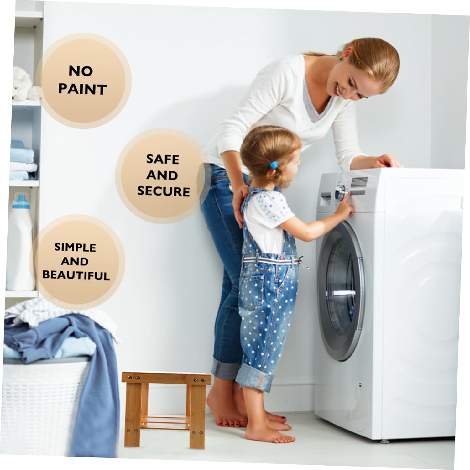 Unomor Step Stool Wood Small Bench Bamboo Small Stool Simple Practical and Girls