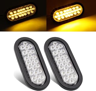 6 Inch Oval Clear Lens Amber Trailer Marker Lights 24 LED Turn Parking Signal Lamp SMD Plug & Rubber 3-Wire for Trailer Truck RV Pickup Van 12v DC (2 Pcs)