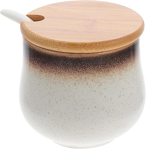 Miniatura 2 de Tazón de azúcar japonés retro de cerámica caja de condimentos de cerámica, tarro de condimentos de porcelana Contenedor de especias Olla de estofado
