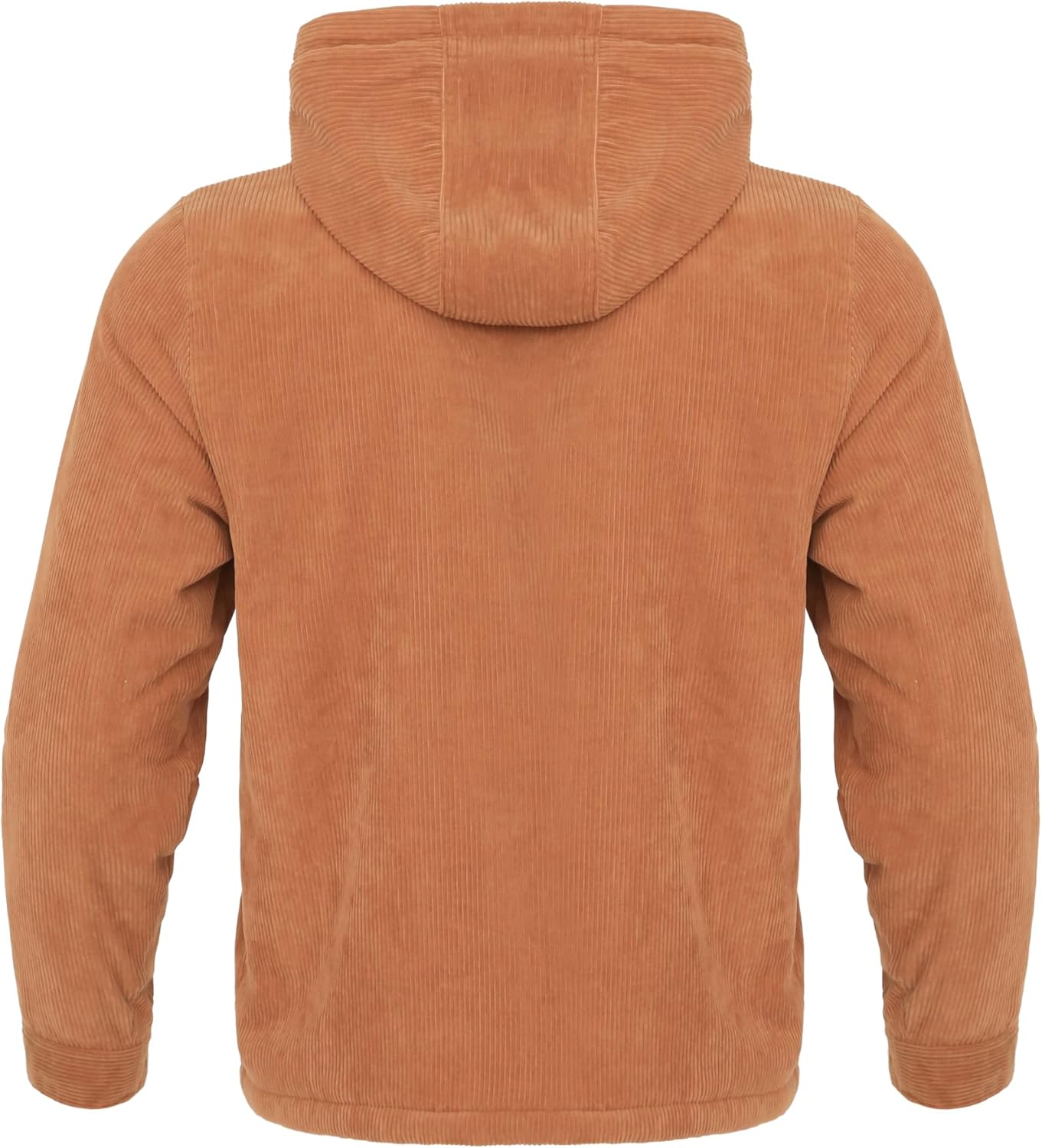 Beautiful Giant Mens Corduroy Sherpa Lined Hoodie, Full Zip Warm Winter Jacket, Heavyweight Fleece Coat with Chest Pocket