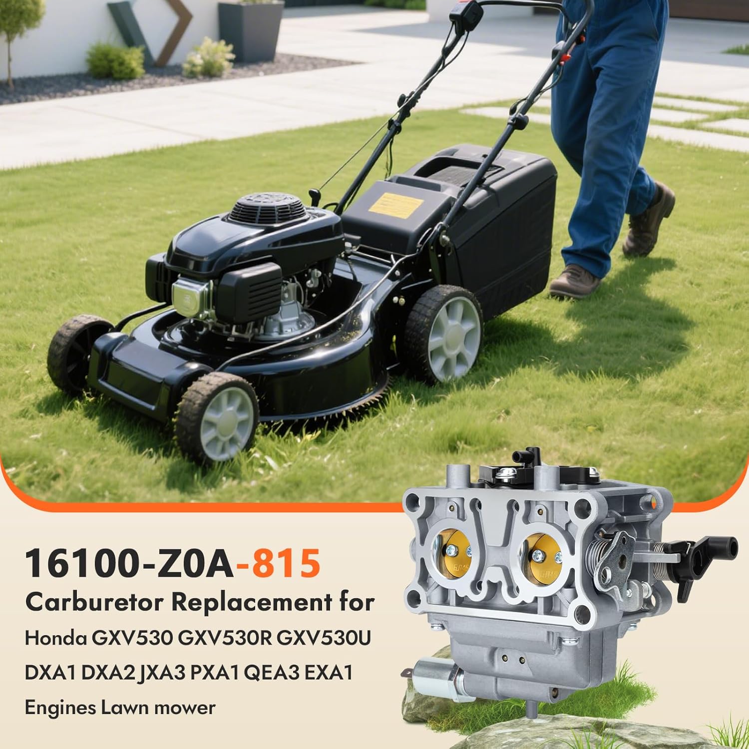 16100-Z0A-815 Carburetor Replacement for Honda GXV530 GXV530R GXV530U DXA1 DXA2 JXA3 PXA1 QEA3 EXA1 Engines Lawn mower 16100Z0A815 Carb