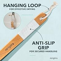 Vista 6 de Cepillo de ducha de mango largo de 20 pulgadas, cepillo de espalda de cerdas naturales, mango ergonómico + agarre antideslizante de silicona, gran