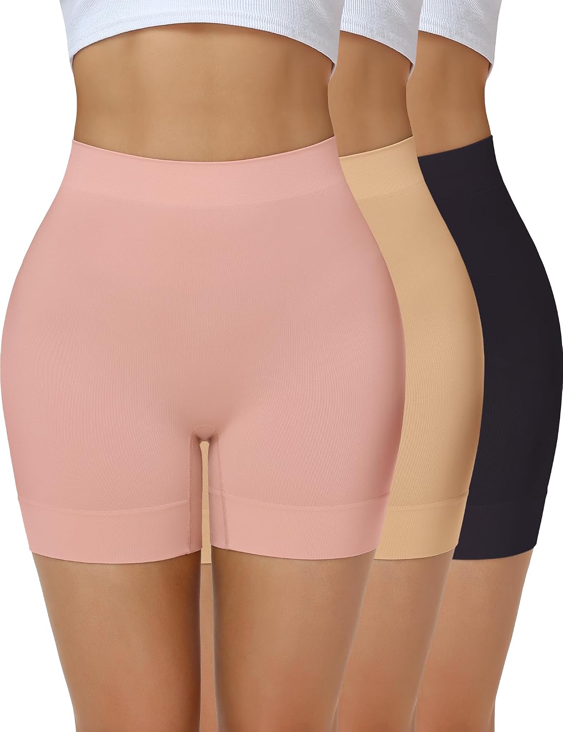 Niceuare 3 Pack Slip Shorts for Under Dresses，Women Anti Chafing Shorts Smooth Boyshorts Panties Underwear