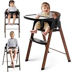 Ihoming 5-in-1 Baby High Chair Foldable Adjustable Feeding Seat for Toddlers, Portable Highchair with Removable Dishwasher, High Capacity 240lb Adult Dining Chair Conversion, White
