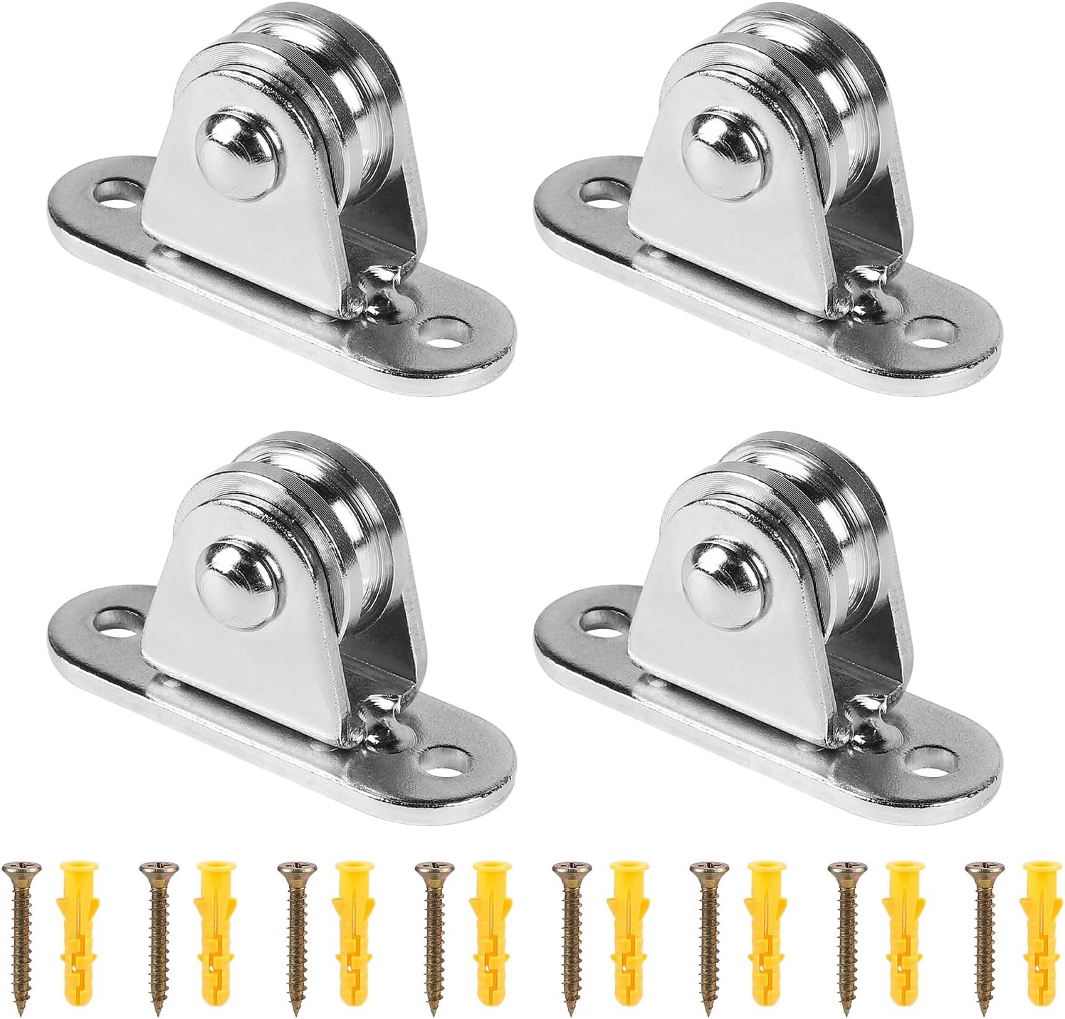 SWAWIS Pack of 4/8/12 Pulleys for Ropes Metal Pulley Small with Ball Bearings Rope Pulley with Mounting Screws for Awnings Wave Shade Greenhouse Clothesline 61 x 21 mm