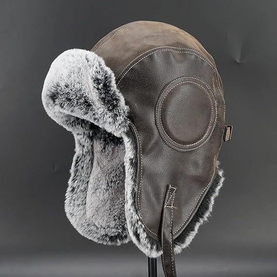 Amazon Co Jp レトロなパイロットキャップ冬スキーサイクル爆撃機暖かい髪の帽子の防風雪の冬の帽子男性と女性 Color Brown Size S M 服 ファッション小物