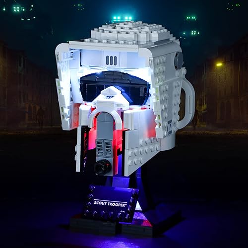 Vaodest Luz LED para casco Lego Scout Trooper 75305, diseño y configuración compatible con el modelo 75305 (solo luz LED, no kit de bloques de