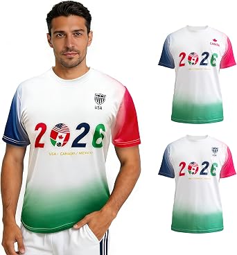 TeeTea Soccer Jersey Size S-L, 2026 North America Soccer Cup Merchandise, Soccer Fan Jersey Breathable, Team USA US, Alpha, Medium, Tri-Nations Unity 2026 Pride Jersey USA Edition