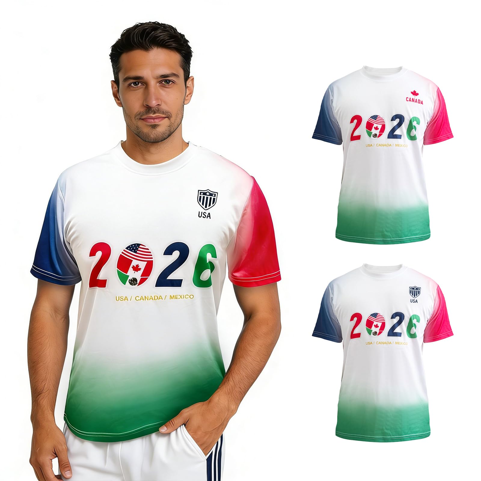 TeeTea Soccer Jersey Size S-L, 2026 North America Soccer Cup Merchandise, Soccer Fan Jersey Breathable, Team USA