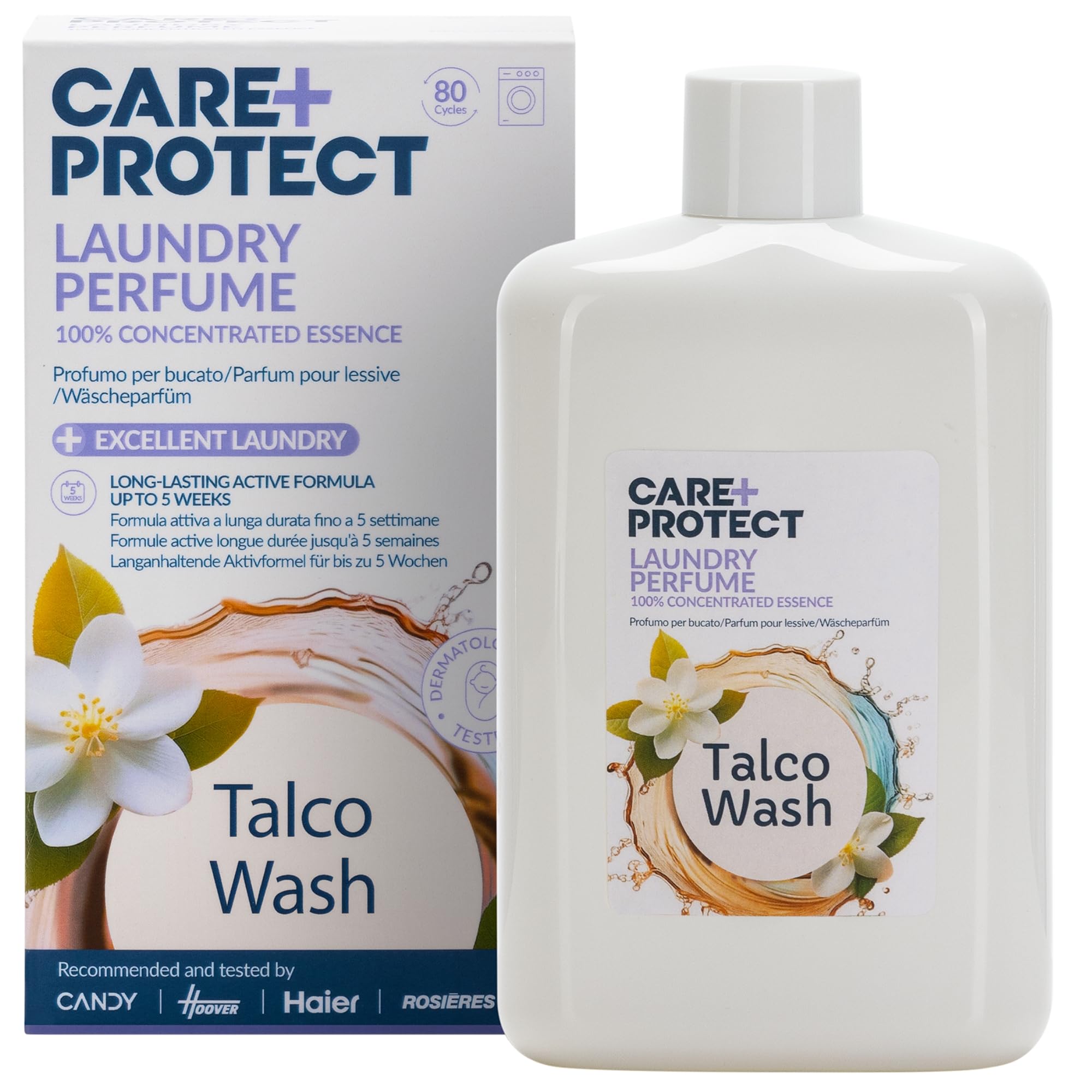 CARE + PROTECT Talco Wash Laundry Perfume In-Wash Scent Booster, DERMATOLOGICALLY TESTED, Long Lasting Active Formula, 400ml for up to 80 washes
