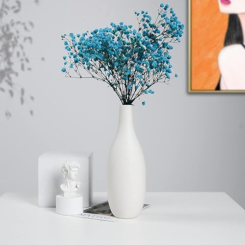 Miniatura 8 de Juego de 2 jarrones de cerámica, pequeños jarrones de flores, jarrones de superficie mate esmerilados blancos para decoración rústica del hogar