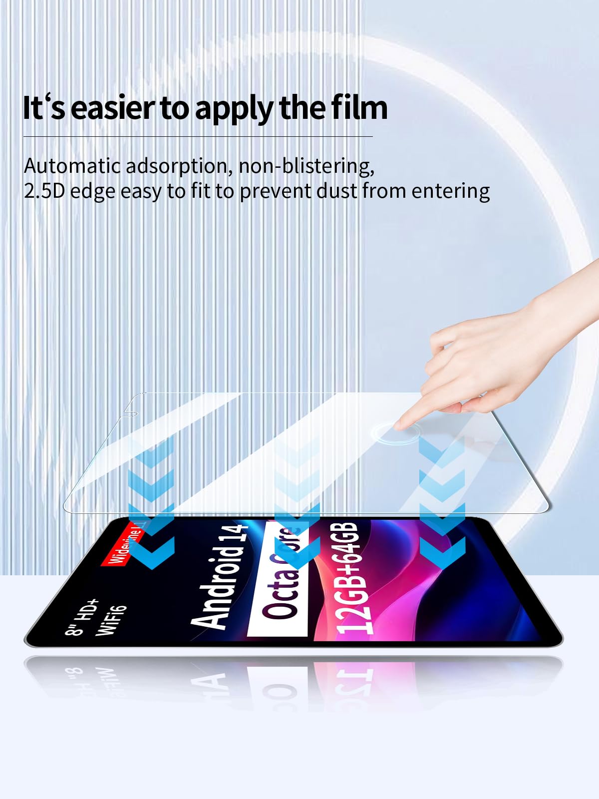 Protector de pantalla para tabletas Topsand M8 Android 14 de 8 pulgadas, procesador Octa-Core 2024, dureza 9H antiarañazos, sensible al tacto, bordes redondeados 2.5D, sin burbujas, fácil de instalar, 6