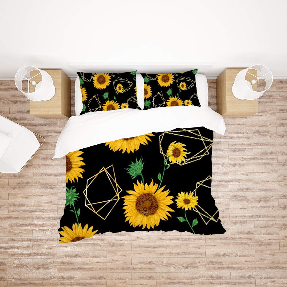 Parure de lit lit simple design tournesol pour illuminer la chambre des enfants et ados