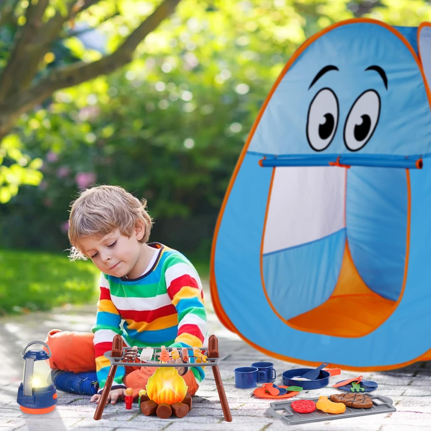 Kids Camping Set with Tent Camping Gear Toys for Boys