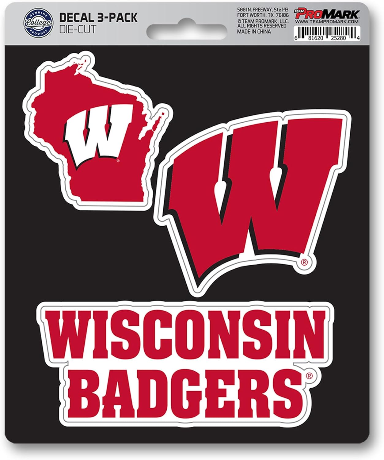 FANMATS NCAA University of Wisconsin 3 Piece Decal Set