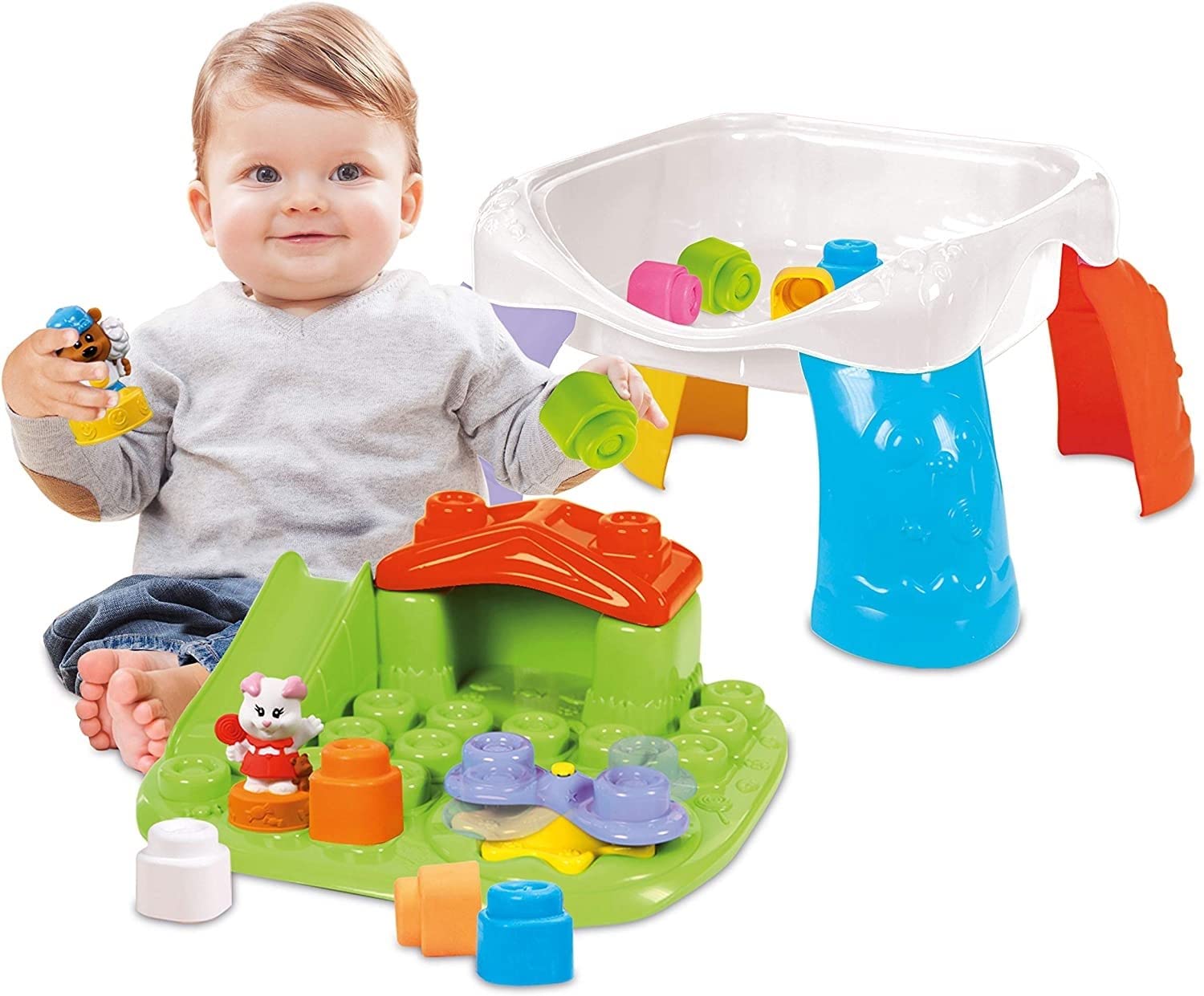 Clementoni - 14829 - Soft Clemmy - Tavolo Parco Giochi - mattoncini morbidi lavabili, costruzioni per bambini