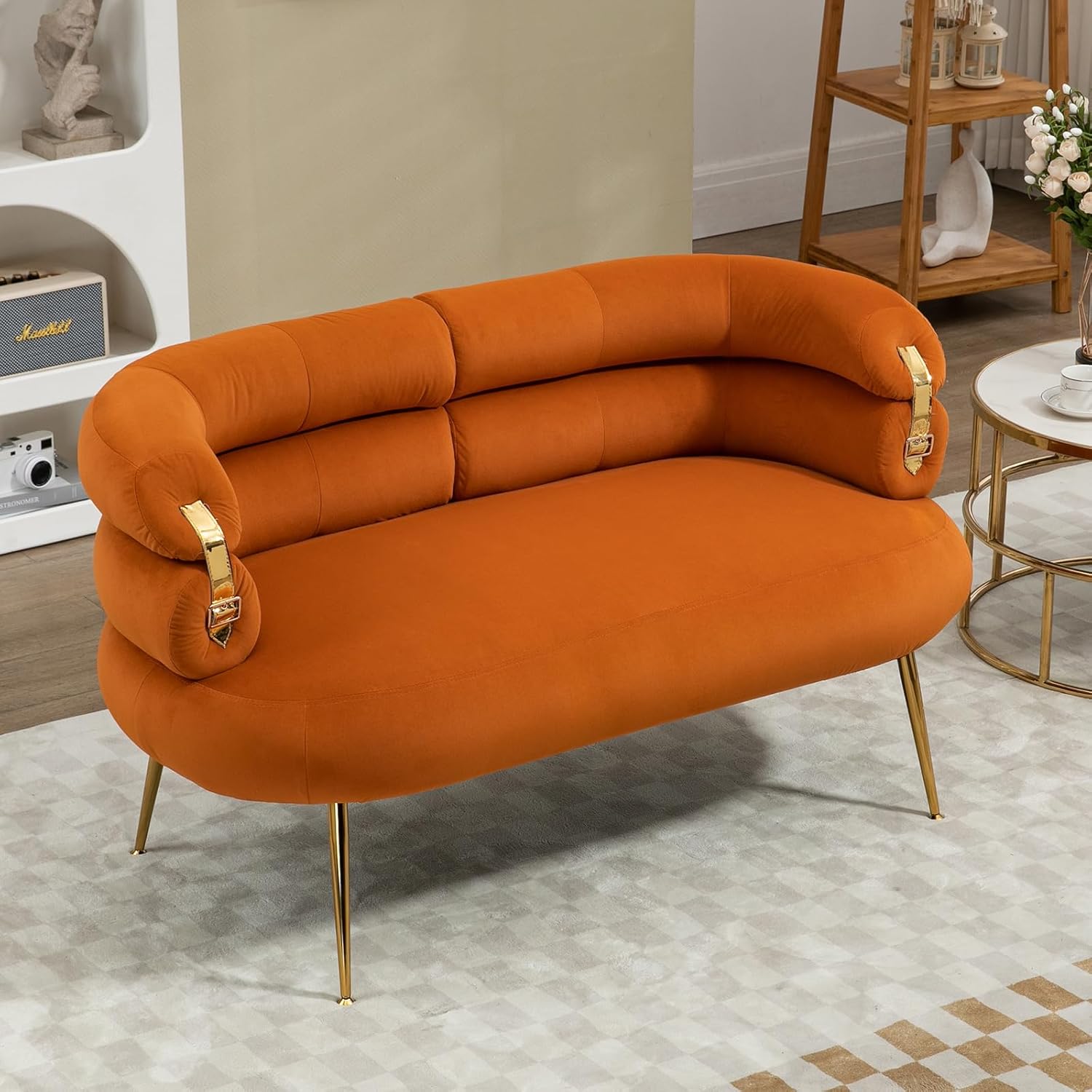 Sudwesto Modern Mini Sofa Couch, Velvet Upholstered
