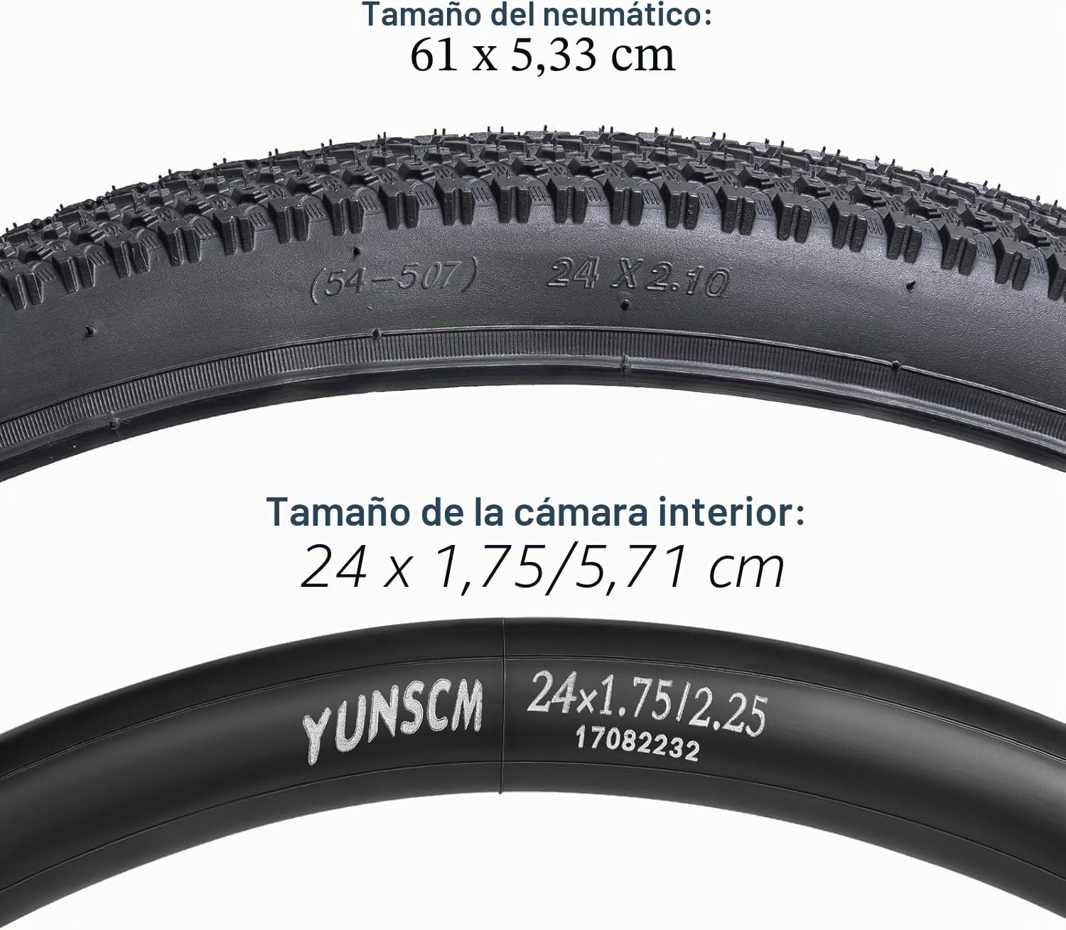 YunSCM 2PCS Plegable 24 Pulgada Neumáticos 24x2.10 ETRTO 54-507 más 2PCS 24 Pulgada Cámara de Aire AV32mm Valve Compatible Bicicletas urbanas, Bicicletas de montaña 24x2.10 24x2.125 Neumáticos