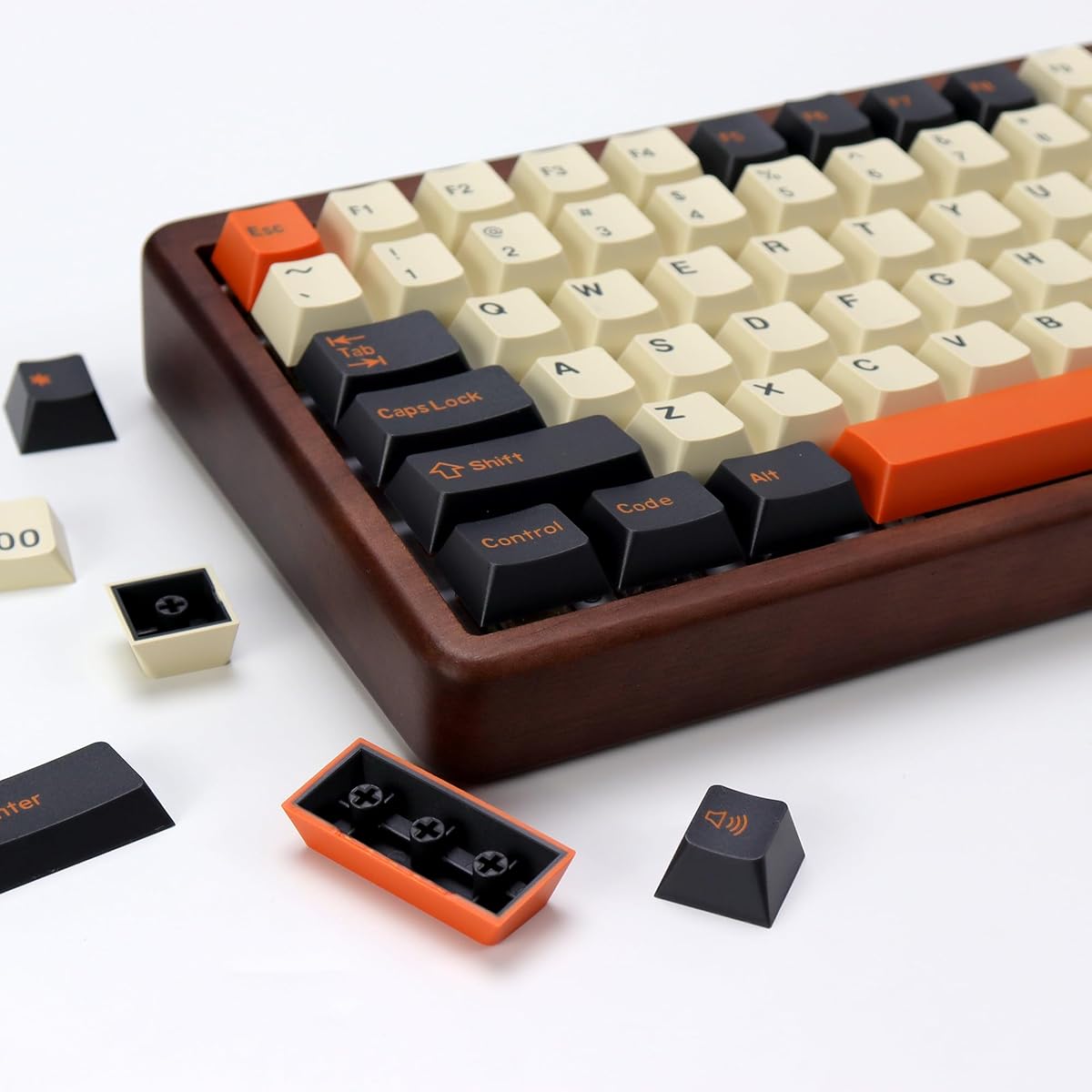 KBDiy Carbon PBT Double Shot Orange Keycap Set,174 Keys Retro Custom Key Cap Keycaps 60 Percent Cherry Profile Keycaps for 61/64/68/84/87/100/104/108 Mechanical Keyboard