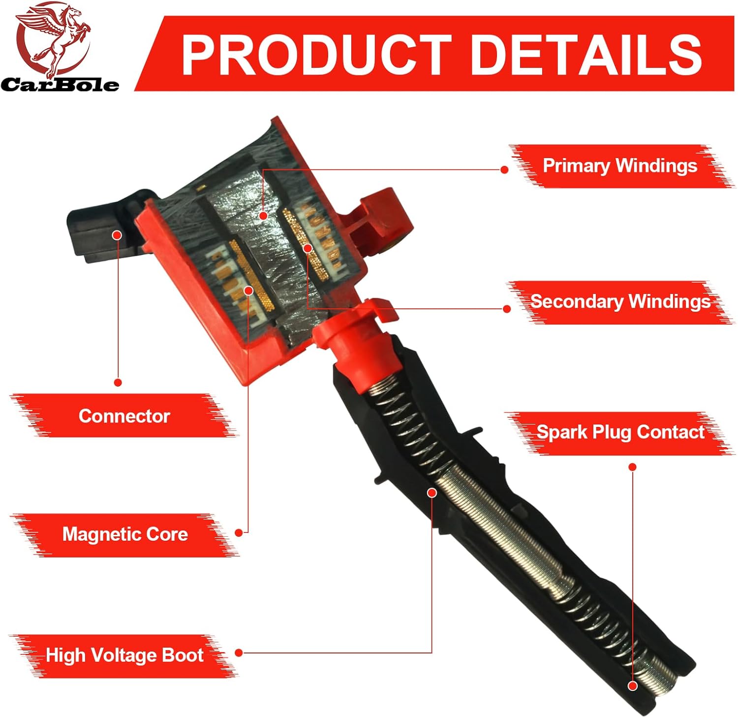 CarBole Ignition Coils Pack DG508 & Iridium Spark Plug SP479, Compatible with Ford E350 E450 Econoline Super Duty F350 F450, Replacement for FD503 DG457 F523 E213 E262 E409 (Set of 10)