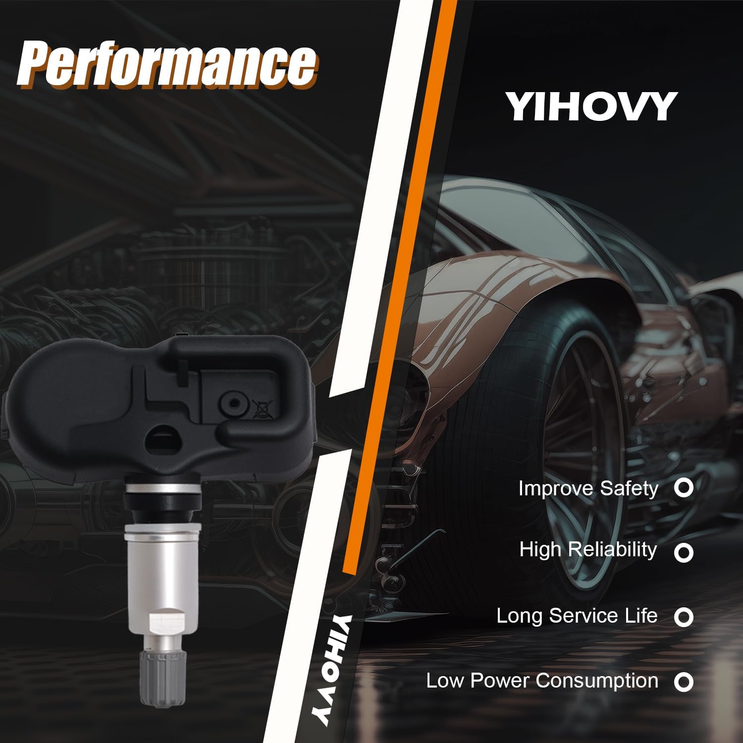 Pre-Programmed TPMS Sensor Tire Pressure Monitoring Sensor 40700-1LA0C fit for Infiniti EX35 EX37 FX35 FX37 FX50 G25 G37 M37 M56 Q40 Q60 Q70 QX50 QX70, fit for Nissan Quest 370Z - 315MHz (4)