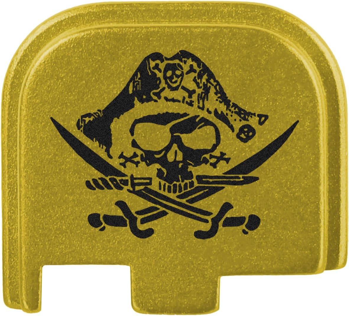 NDZ Performance Slide Cover Back Plate for Glock 43 43X 48 & PSA Dagger Micro – Aluminum Upgrade with Black Engraving – Calico Jack Jolly Roger – Gold