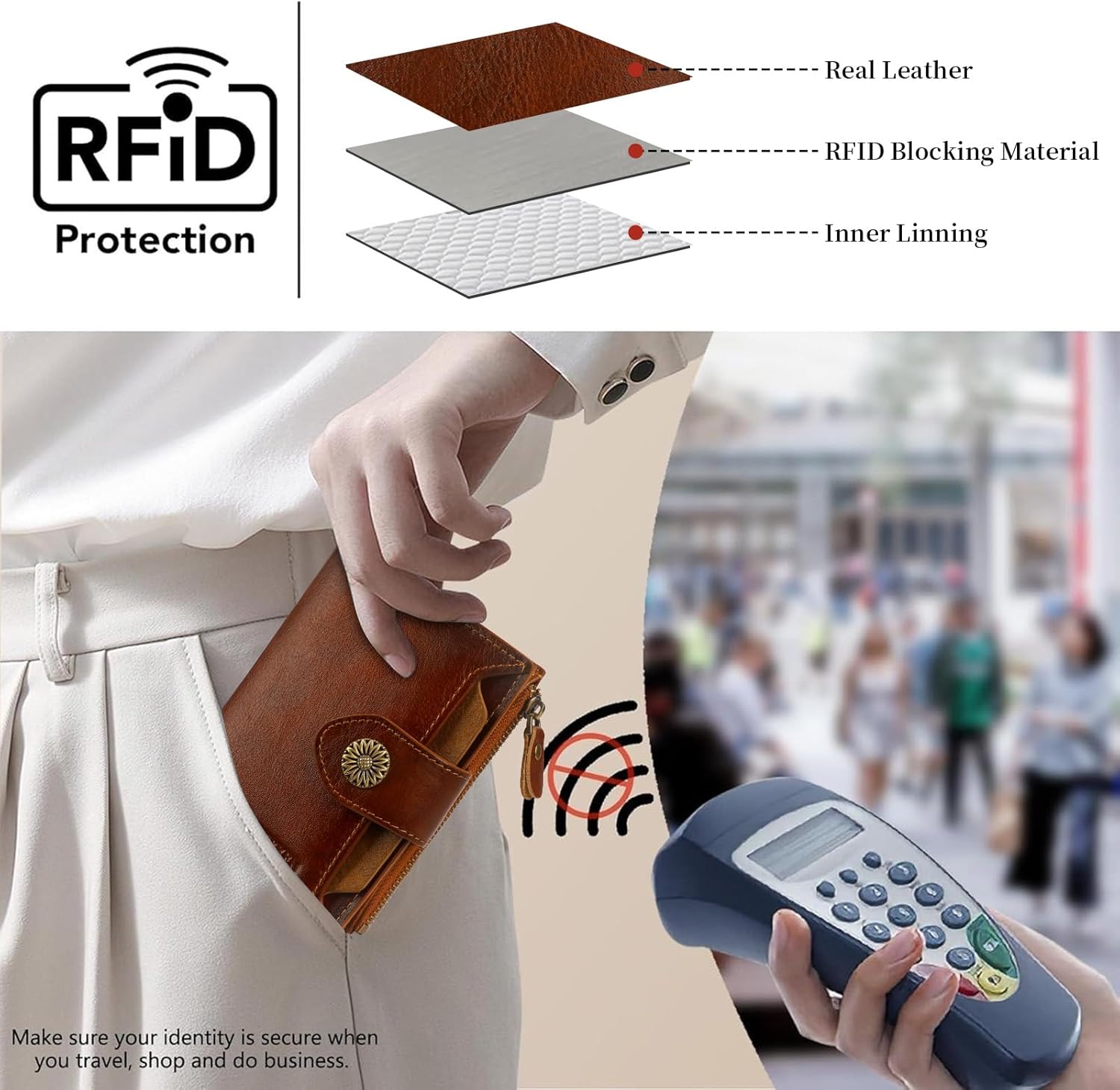 RFID Wallet Women,Bifold Leather Womens Wallet,Compact Designer Carteras Para Mujer Card Holder with Removable ID Window(darkbrown) - Image 5