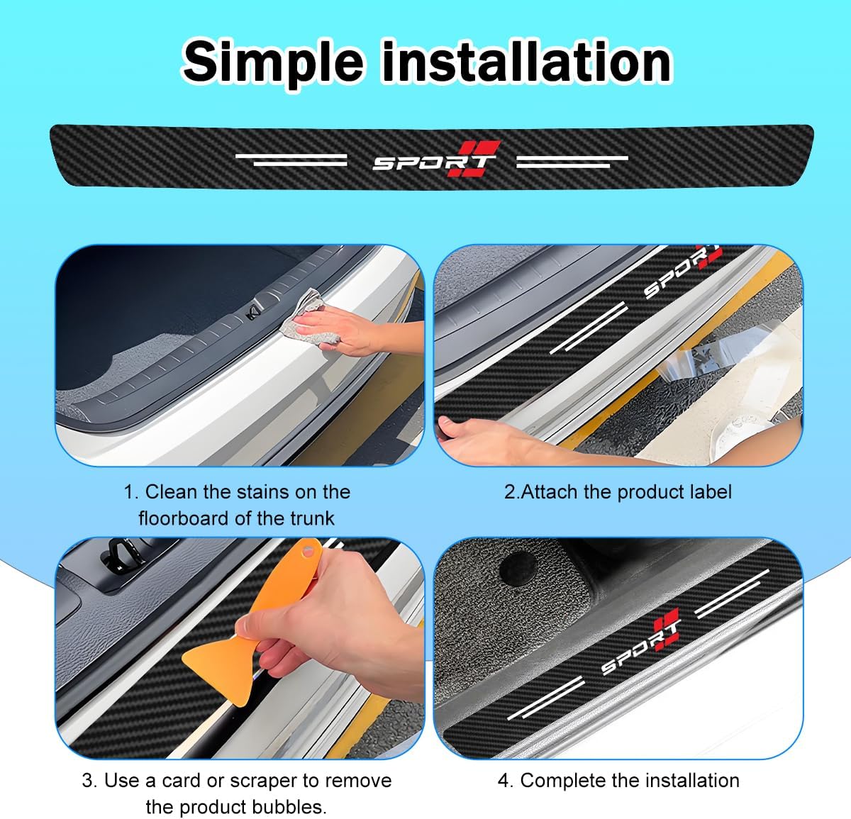 9PCS Car Door Sill Protector, Sport Anti-Scratch Carbon Fiber Front & Rear Door Entry Scratch Protection Trim, Automotive Entry Trunk Guard Strips, Universal for Vehicles (Red2)