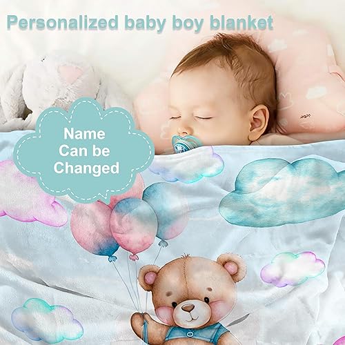 Miniatura 10 de J&SBGFT Manta de bebé personalizada para niños, manta de bebé personalizada con nombre, manta de recepción con nombre personalizado para niños