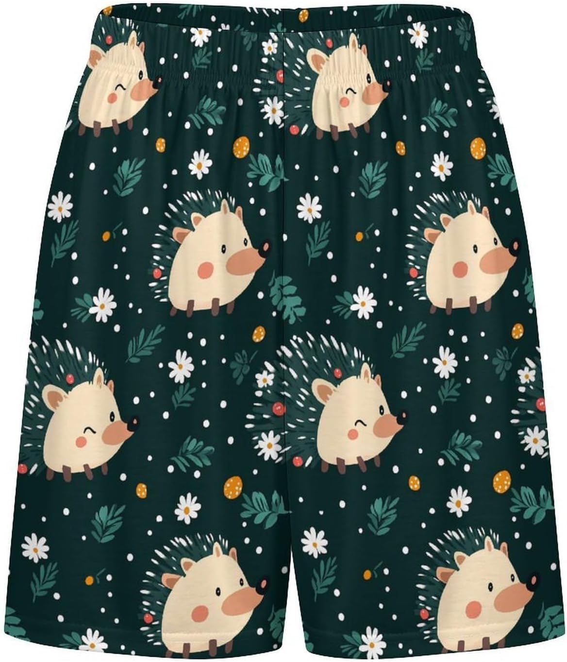 Cute Hedgehogs Flowers Pajama Shorts for Men Lounge Sleepwear Soft Sleep Bottom Printed Sleeping Pants 5X-Large