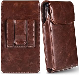 Miimall Leather Cell Phone Holster with Belt Loop, Phone Belt Holder for iPhone 15 Pro Max 15 Plus 14 Pro Max 13 Pro Max 1...
