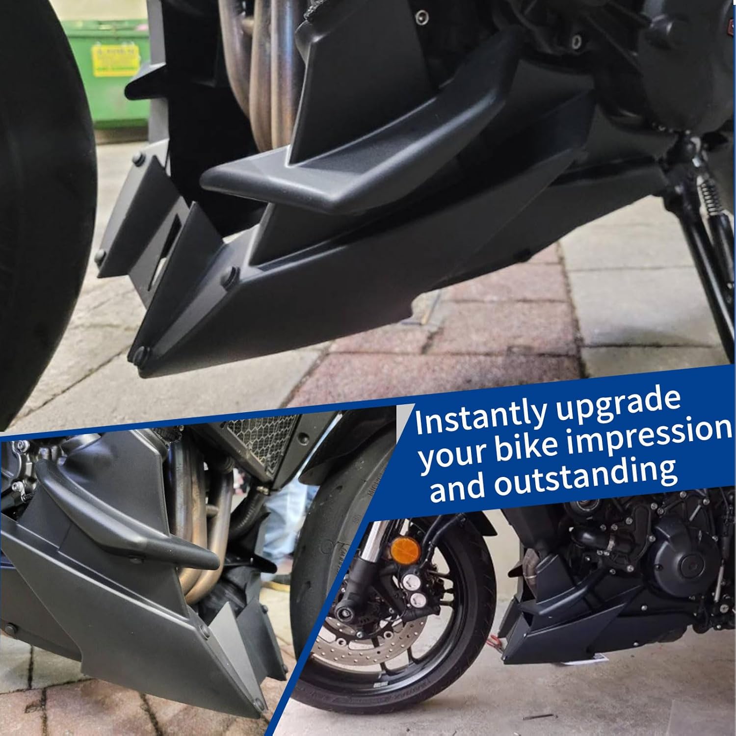 Motorcycle Modofied Accessories Belly pan Bellypan Lower Engine Chassis Shield Spoiler Fairing Compatible with MT 09/MT-09 SP XSR900 Tracer 9/GT Accessories 2021 2022 2023 2024 (Black)