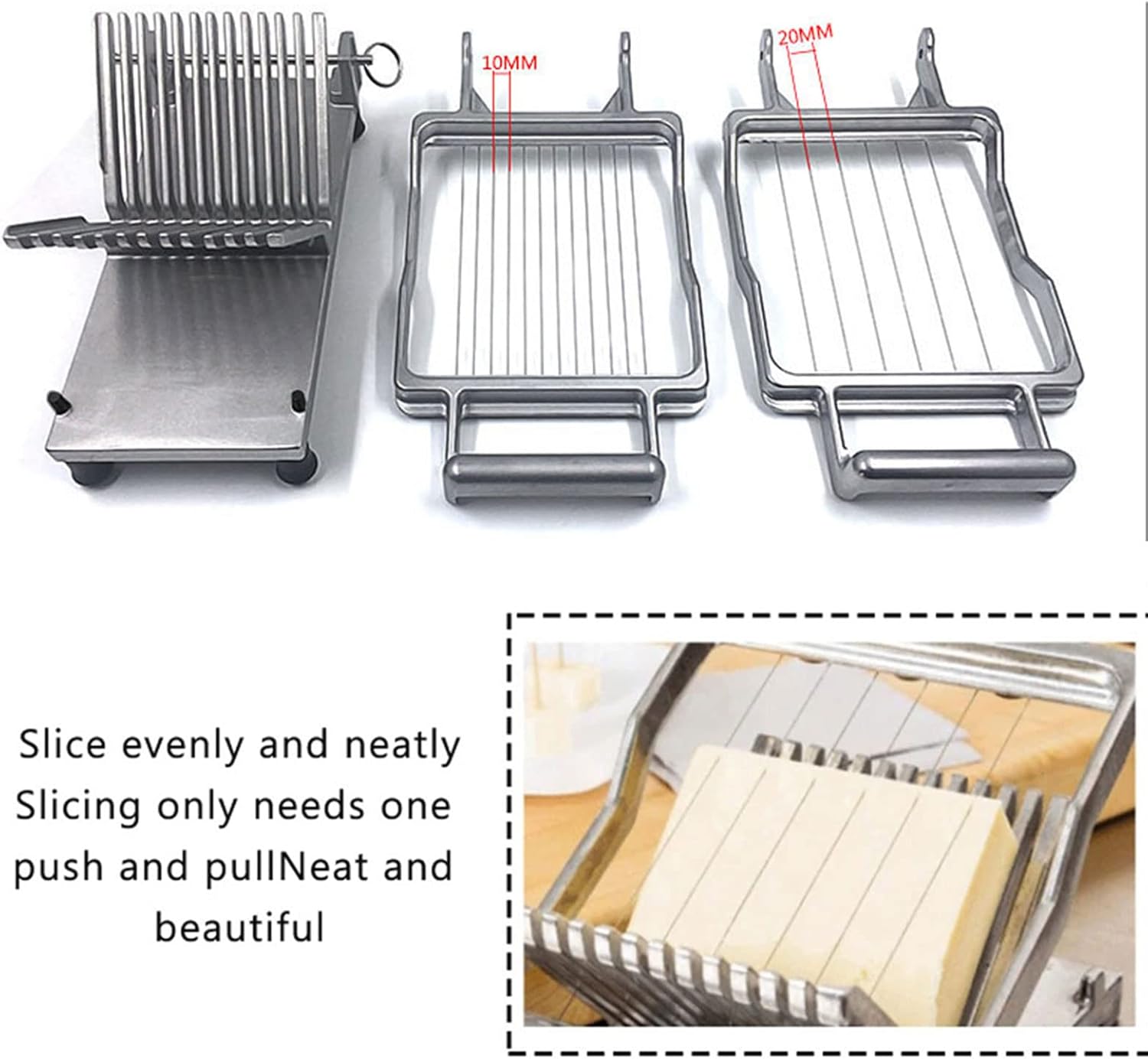 ステンレススチール製業務用チーズスライサー、2種類のスライサー付き
