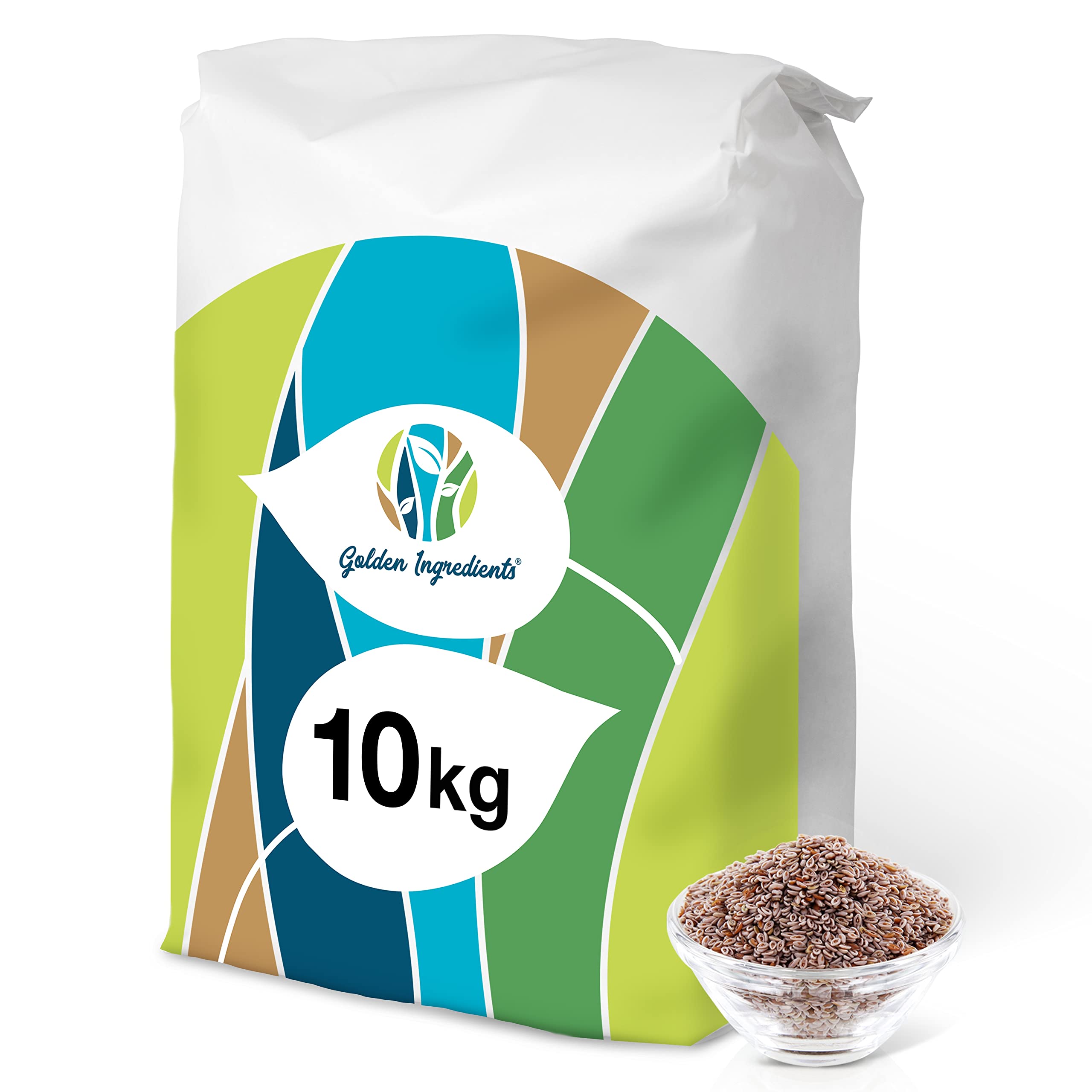 Golden Ingredients Flohsamen ganz 10 kg 99% Reinheit, Ballaststoffe, ohne Zusätze, Indien, glutenfreie Backzutat