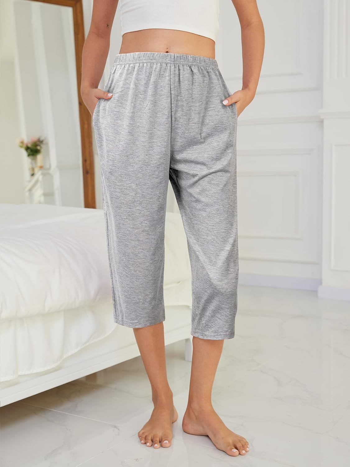 VENTELAN 3 Pack Womens Ultra-Soft Capri Pajama Pants Adjustable Waistband Sleepwear Bottoms (Available in Plus Size) S-XXXL - Image 5