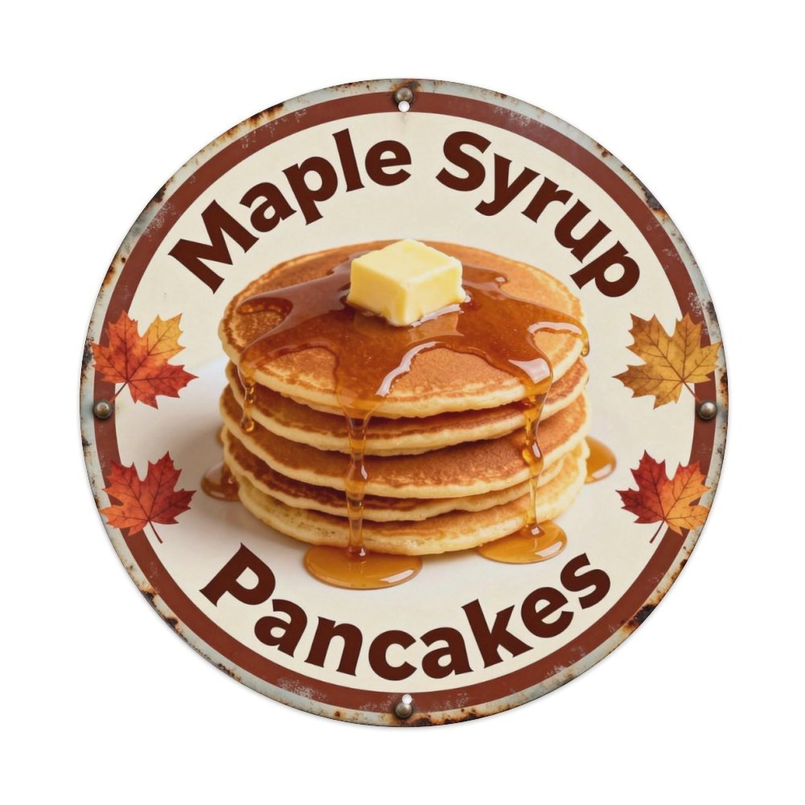Maple Syrup Pancakes Metal Tin Sign Plaque